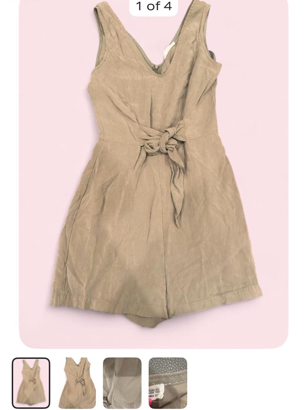 Sleeveless Taupe Tie-Waist Romper